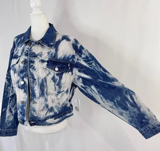 BP New  Bleach Overdye Denim Jacket Blue Bleached Cotton Jean Jacket