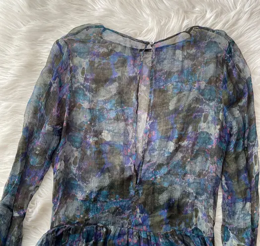 IRO Josie Sheer Watercolor Long Bell Sleeve Top