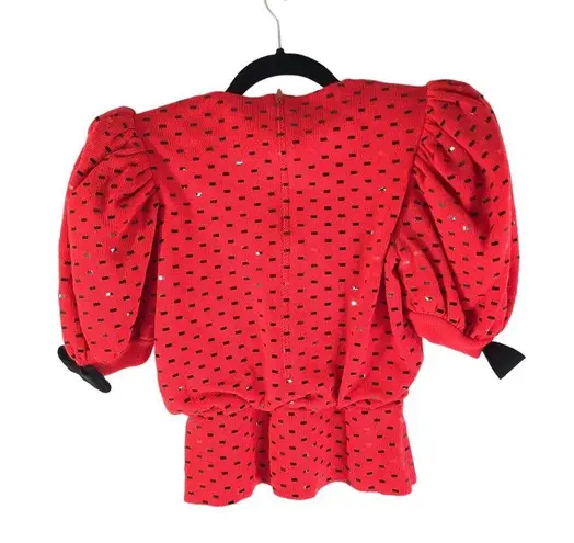 St. John Isaacsons Atlanta Top Vintage Santana Knit Sequin Shoulderpads Red 2