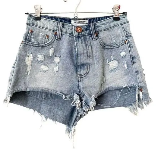 One Teaspoon  High‎ Waist Bonita Distressed Denim Shorts Sz 26