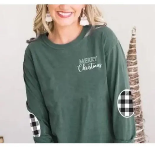 Gameday Couture "I'll Be Home" Holiday Elbow Patch Shirt Women's XXL NWOT Green