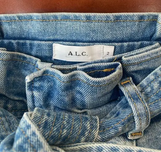 A.L.C. Luke High Waisted Paper Bag Denim Pants in Light Indigo