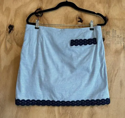 Golftini Blue & White Striped Golf Cotton Skort Lace Trim Sz 10