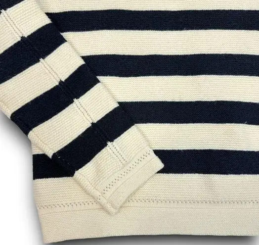Avantlook Collared Striped Sweater Pullover Style Long Sleeve Cream Black Small