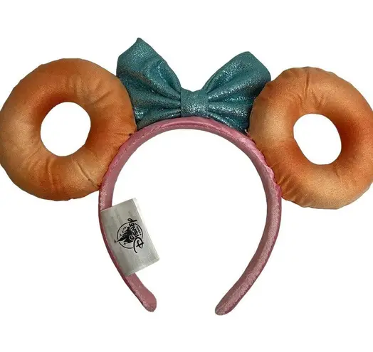 Disney  Parks Pink Sprinkle Donut Blue Bow Minnie Ears