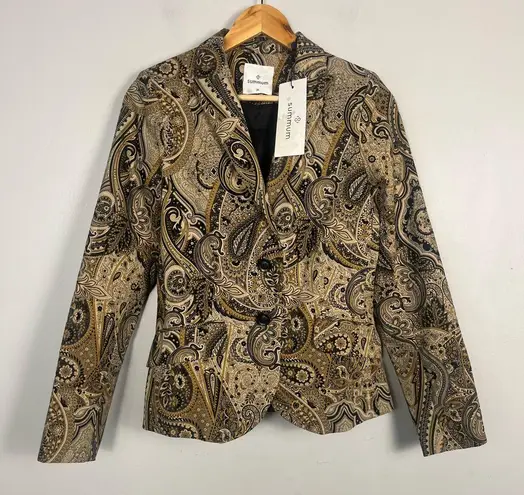New Summum Paisley Fantasy Blazer brown tan yellow size 36 / small workwear