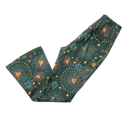 Farm Rio NWT Anthropologie x Fernanda in Green Toucan Heart Crop Flare Pants XS