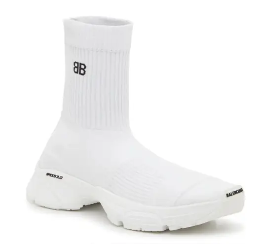 Balenciaga Speed 3.0 Knit High Top Sock Sneakers in White, Size 40 NEW in Box