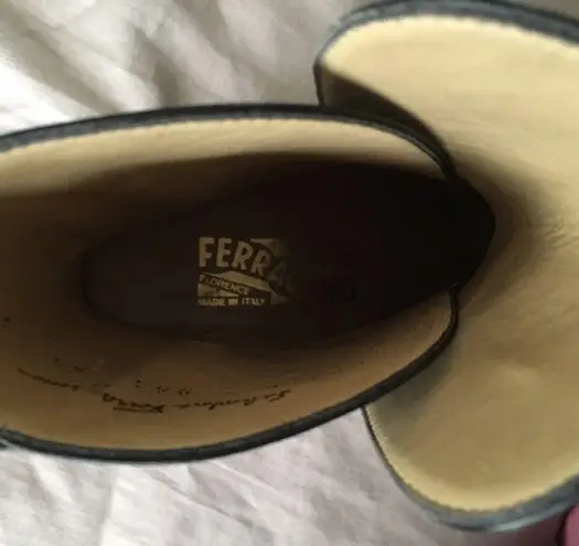 Salvatore Ferragamo Women’s Black Leather Ankle Moto Boots size 5.5