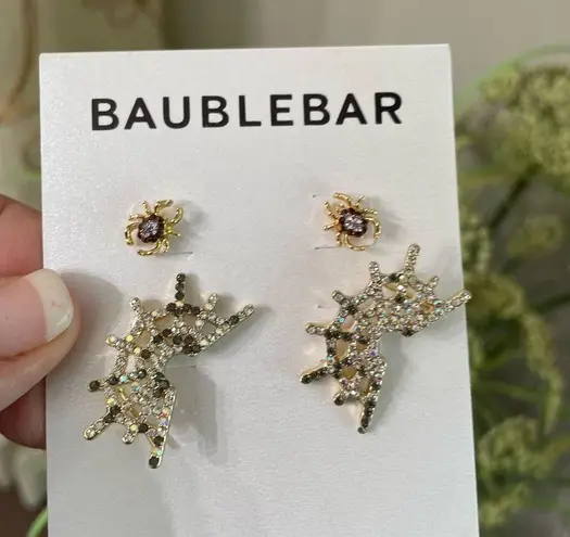 BaubleBar  SPIDER & WEB RHINESTONE EARRINGS