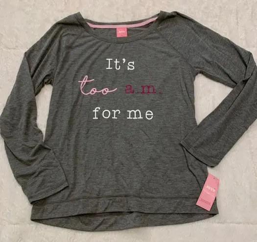 Jenni Intimates Long Sleeve Sleep Shirt Grey Medium