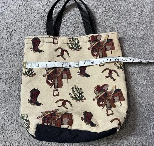 Equestrian Tapestry Tote Handbag Black