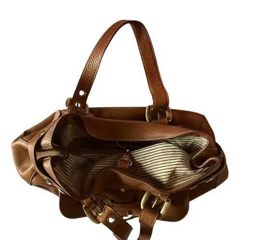 J&M Davidson shoulder tote soft Leather gold hardware Bag purse adjustable Tan