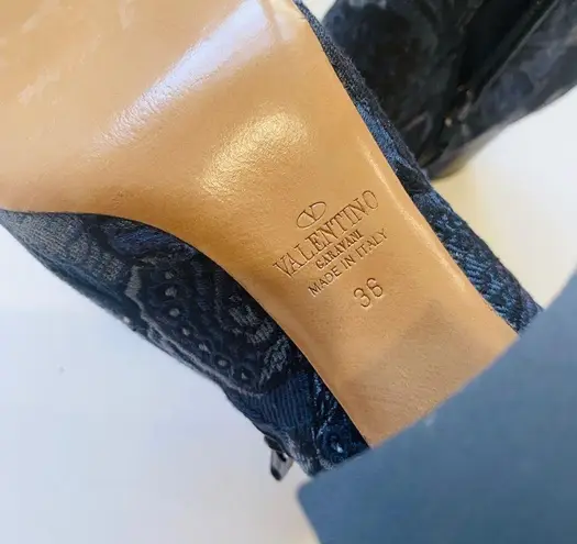 Valentino Garavani Valentino blue floral tapestry ankle boots