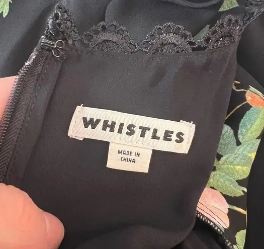 WHISTLES Brianna Lace Insert black floral Dress size 8