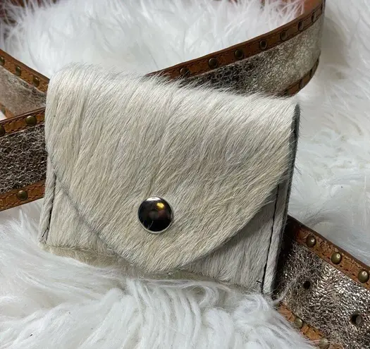 Boutique Hair on Hide Genuine Leather Card Holder with snap closure. Made in USA