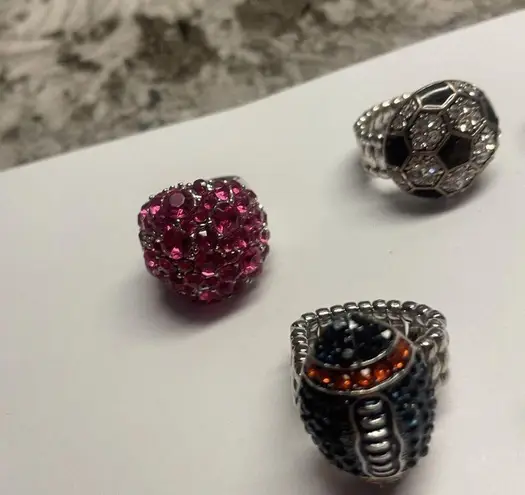 Adjustable Or Stretchy Statement Rings Lot Of 5