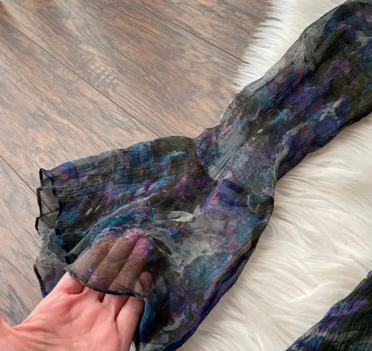 IRO Josie Sheer Watercolor Long Bell Sleeve Top