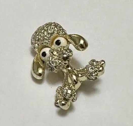 Signed Gerry’s Brooch Pin Gold Tone Big Egged Goofy Poodle Dog