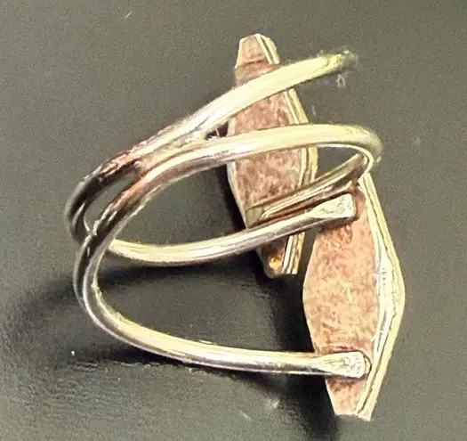 Vintage Handcrafted Sterling Silver Turquoise Coral Southwestern Ring Size 5 3g.