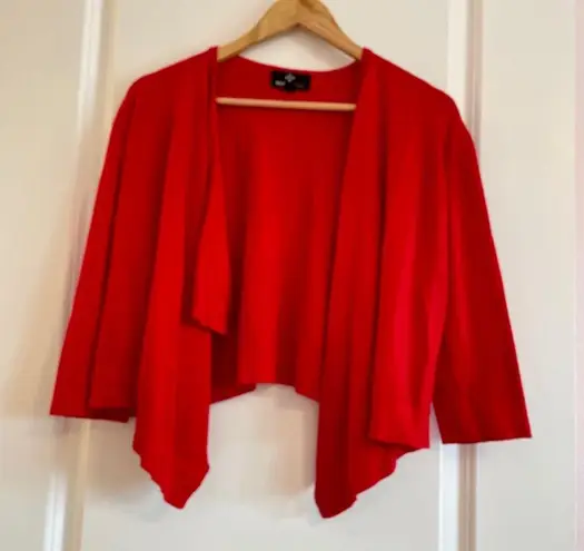 Ronni Nicole Cropped Cardigan Sweater Size XL Red Open Front (175)