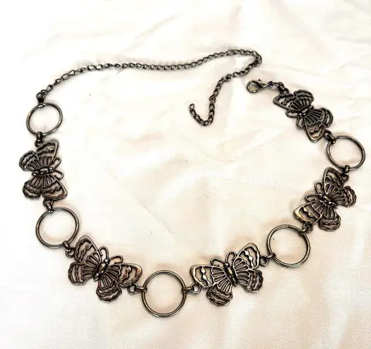 Metal Butterfly Belt Adjustable Link Chain Cast Iron Festival Boho Fairy Hippie Gray