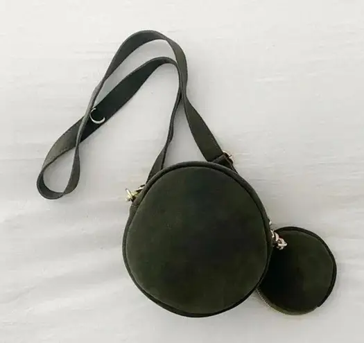 TSD12 Suede Leather Pompom Circle Crossbody Bag in Green Retail $373