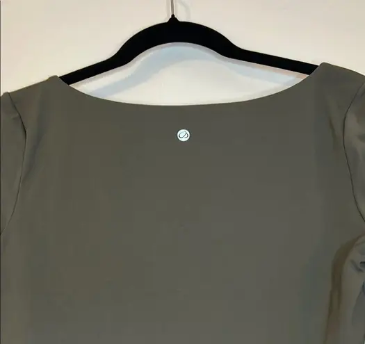 CRZ Yoga Olive Green Long Sleeve Fitted Crop Blouse