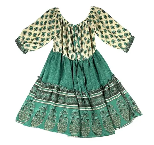 Karma Highway Womens One Size Green Printed Pullover Lightweight Boho Dress