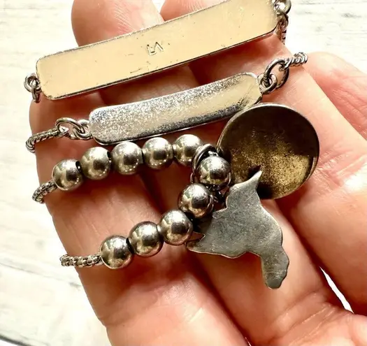 Bundle of 3 silver tone adjustable bracelets