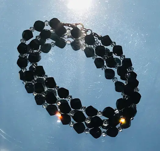 Handmade Dazzling Jet Black Swarovski Crystal Necklace