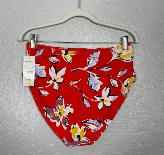 Catalina  Women M Red White Yellow Blue Floral Print High Waisted Bikini Bottom