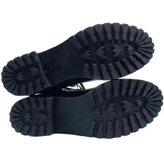 Schutz Maurissa Black Leather Lug Sole Lace-up Heeled Combat Boots Womens Size 8