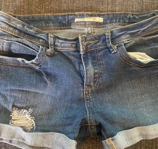 Forever 21 Blue Denim distressed booty shorts 