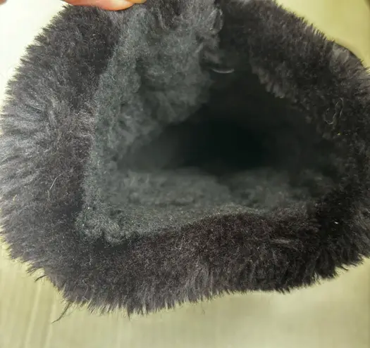 LÂMO FUR COLLAR WOMEN SUEDE BOOT APRÈS BLACK SZ 6