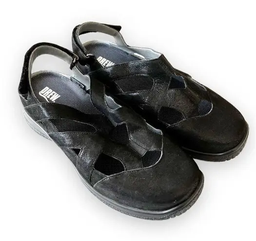 Drew Black Leather Extra Wide Sandals