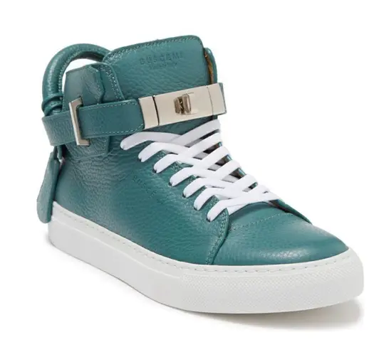 BUSCEMI Mid Sneaker, Women’s Italian Leather Hightop , Size 38 (Euro) Petrol NWT Green