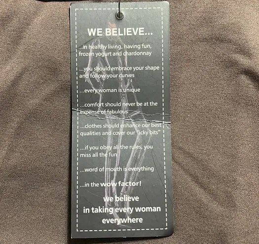 MarlaWynne Dress Sz L Shift Brown Long Sleeves Faux Leather Trim Closet Staple