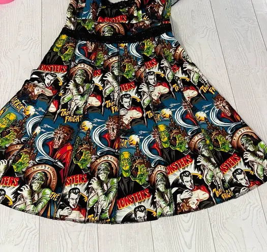 Shrine Of Hollywood Vintage Cocktail Dress Classic Monster Print