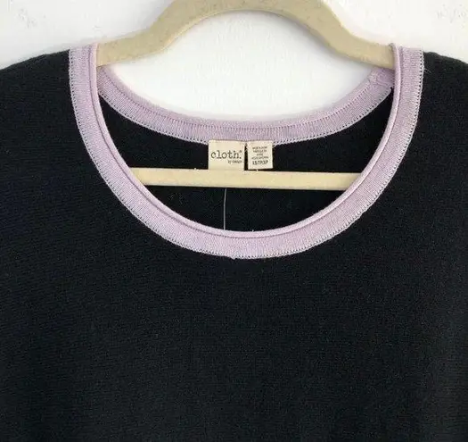 Cloth by Design New Convertible Side Slit Sweater Contrast Trim Black Purple