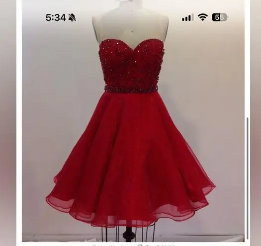 Abby Paris Elegant Red Strapless Dress