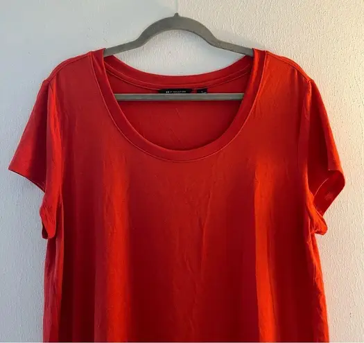 H by Halston Tee Bright Orange Scoop Neck Short Sleeves Side Slit Tee Sz L EUC