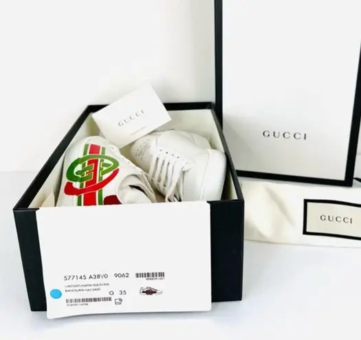 Gucci  Ace Interlocking G Logo GG Leather Sneakers Size 35