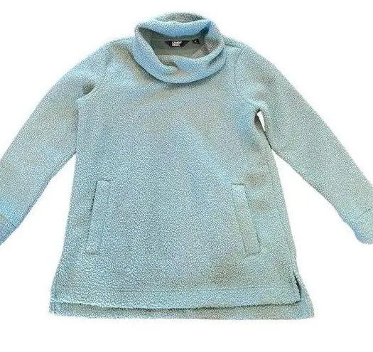 Lands’ End Aqua‎ Teal Cowl Neck Sherpa Pull Over Size Medium Blue