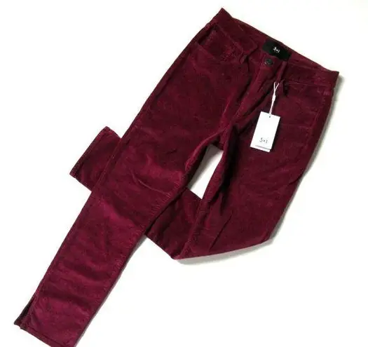 3x1 NWT  W3 Higher Ground in Merlot Stretch Velvet Mini Split Crop Pants 26