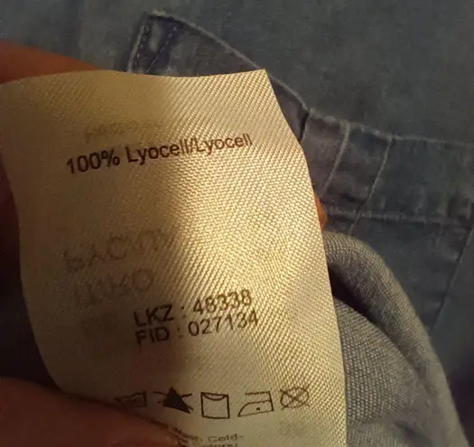 Lascana Chambray Button Up Shirt-Size 4-Pockets-Roll Tab Sleeve-Lyocell-Collared