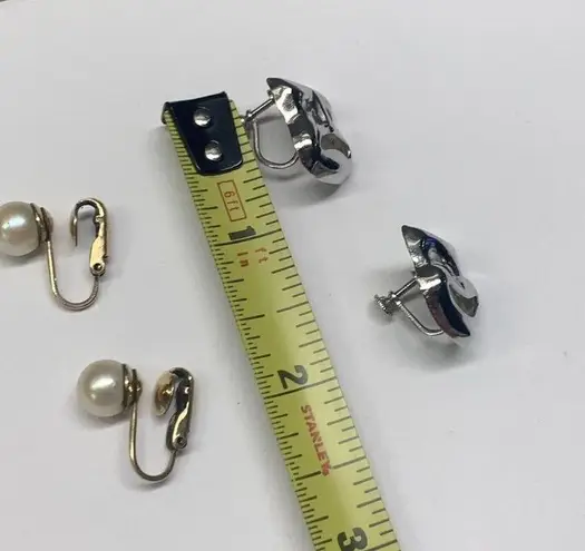 GF Lot Of 2 - Sterling Drama Mask Screw On - Winard 12k 1/20  Clip On Earrings