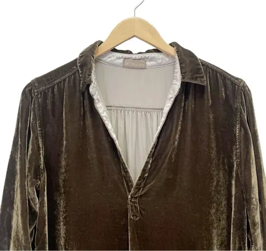 CP Shades Teton Tunic Size XS Brown Velvet Lagenlook Flowy Boho Top Made in USA