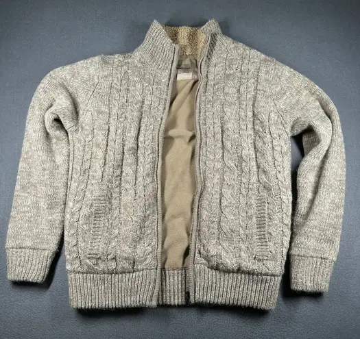 Amongst Others Cable Knit Sweater Womens M Sherpa Lined Full Zip Up Sweater Tan Size M