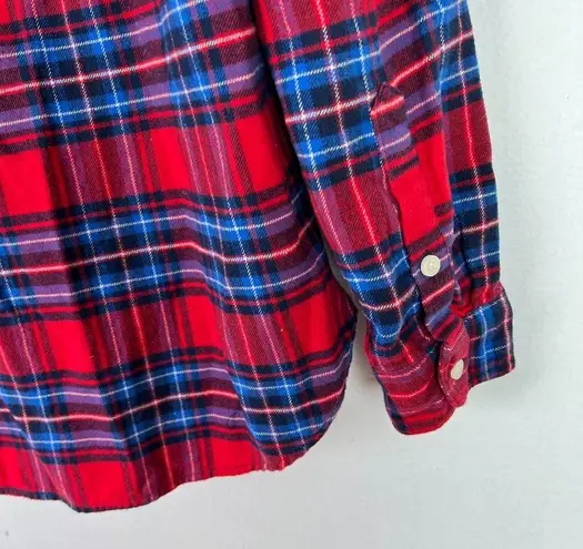 J. Crew Mercantile Plaid Shirt Jacket Shacket 1/2 Zip Pullover Size XS EUC L1001 Red